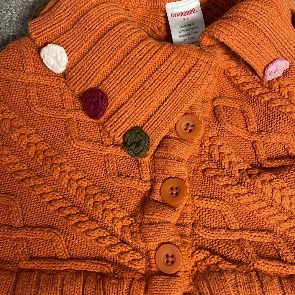 GYMBOREE Vintage 2004 Girls Burnt Orange Knit Poncho Sweater | Size 2T